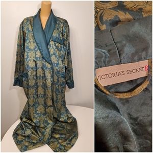 Victoria's Secret Green and Gold Satin Robe